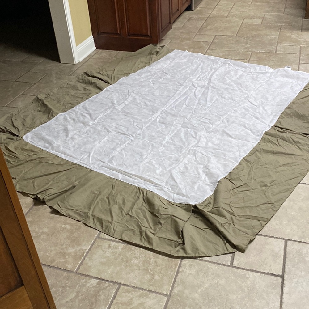 King size bed skirt, tanish brown